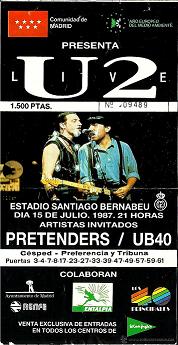 Entrada U2 Bernabeu 1987